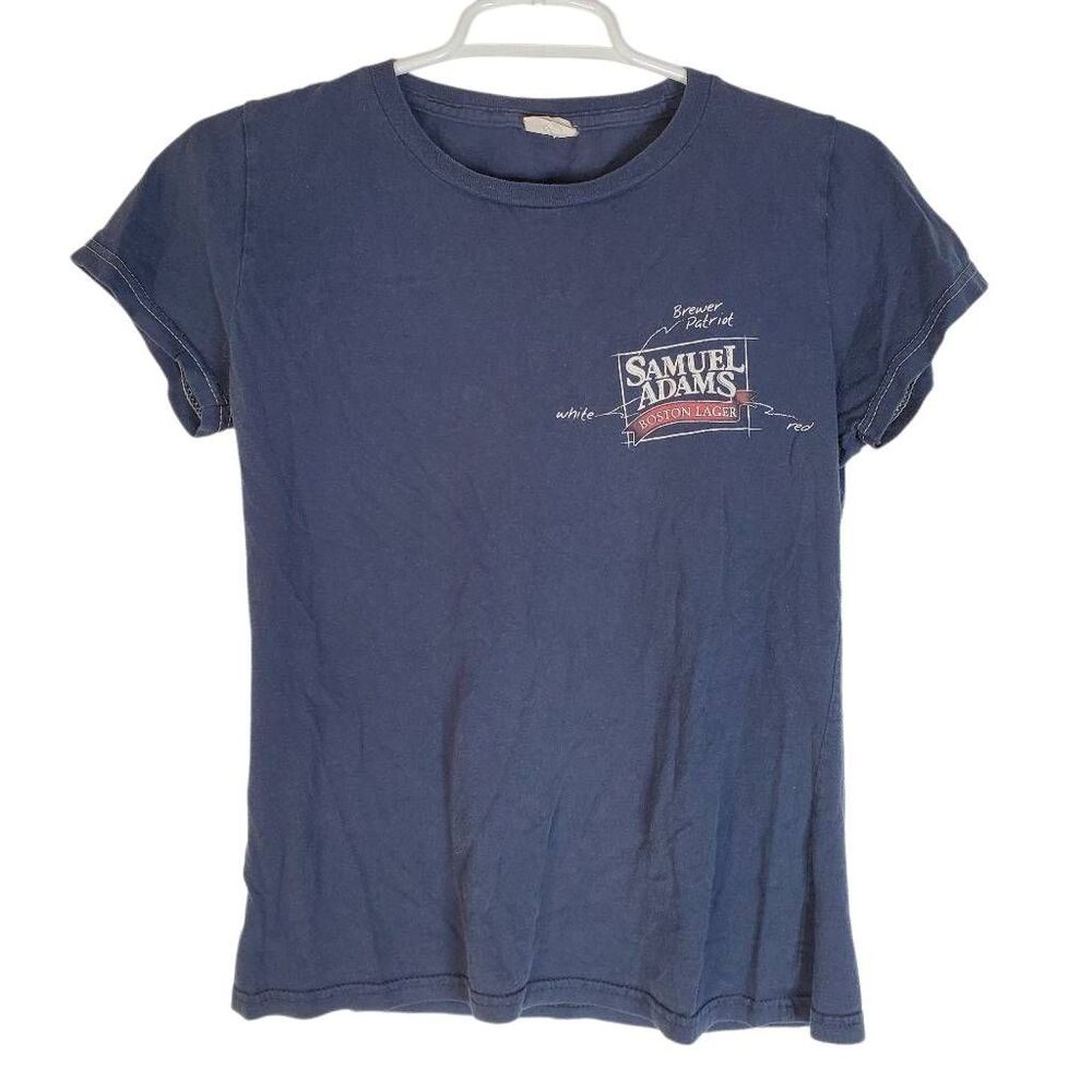 Bay Island Samuel Adams Boston Lager Crew Neck Cotton Graphic Tee Navy Small